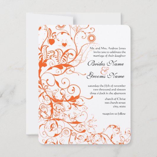 Faire-Part de Mariage Oiseaux & Tourbillons (Devant)