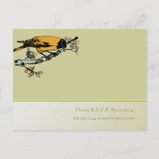 Faire-part de mariage Oiseaux vintages (Dos)