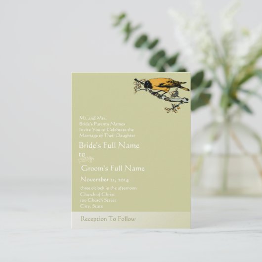 Faire-part de mariage Oiseaux vintages (Debout devant)