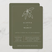 Faire-part de mariage Olive Toscane Rustique (Devant / Derrière)
