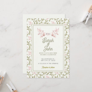 Faire-part de mariage Olive Vine Blush Dove