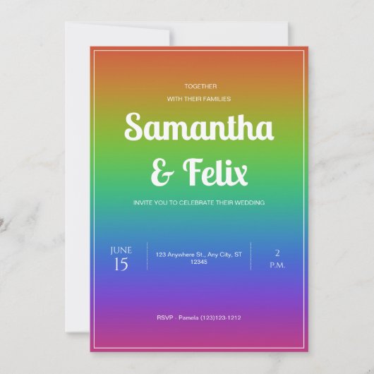 Faire-part de mariage ombré aux couleurs de l'arc- (Devant)