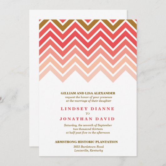 Faire-part de mariage Ombre Chevron (Devant / Derrière)