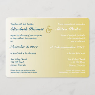 Faire-part de mariage Ombre d'or bilingue