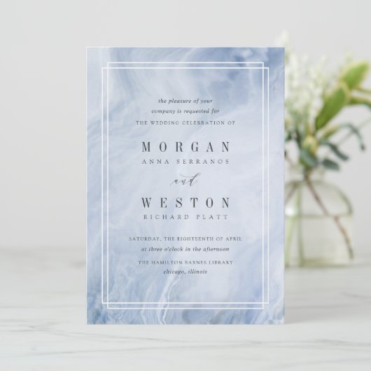 Faire-part de mariage Opal Bleu (Debout devant)