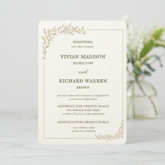 Faire-part de mariage opulente feuille or