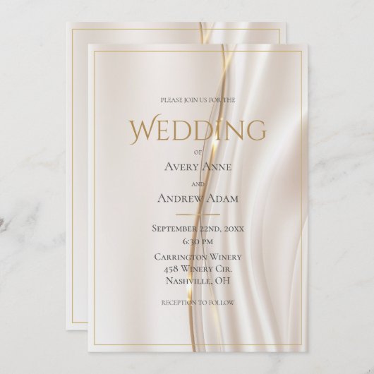 Faire-part de mariage Or Abstrait moderne (Devant / Derrière)