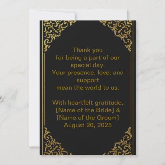 Faire-part de mariage or _arabe et design anglais (Dos)