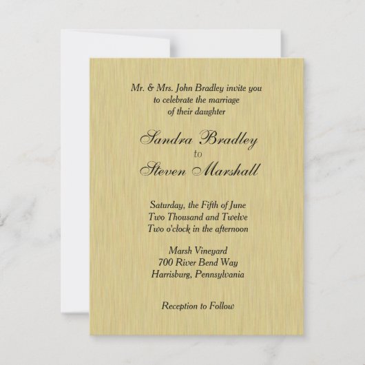 Faire-part de mariage or brossé doux (Devant)