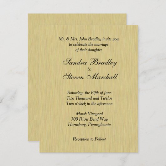 Faire-part de mariage or brossé doux (Devant / Derrière)