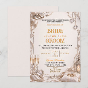 Faire-part de mariage or champagne de luxe