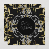 Faire-part de mariage or chic (Devant / Derrière)