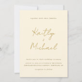 Faire-part de mariage Or & Crème Écriture Manuscri (Devant)