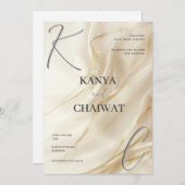 Faire-part de mariage Or Crème Élégant | Minimalis (Devant / Derrière)