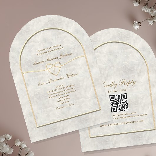 Faire-part de mariage Or de luxe avec code QR