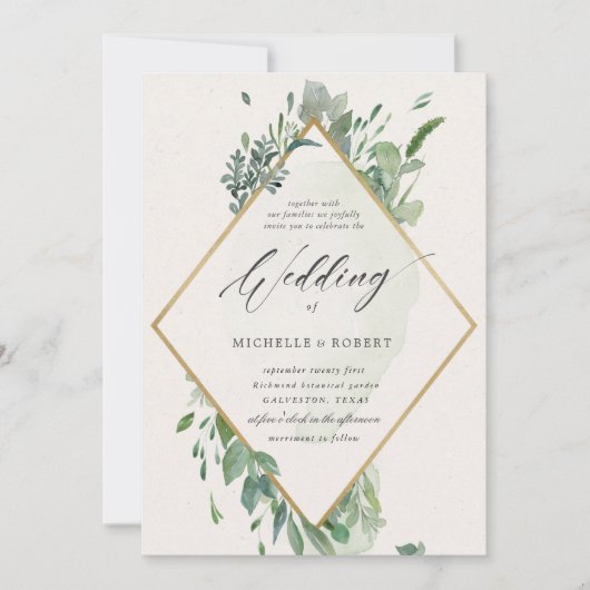 faire-part de mariage or élégant (Devant)