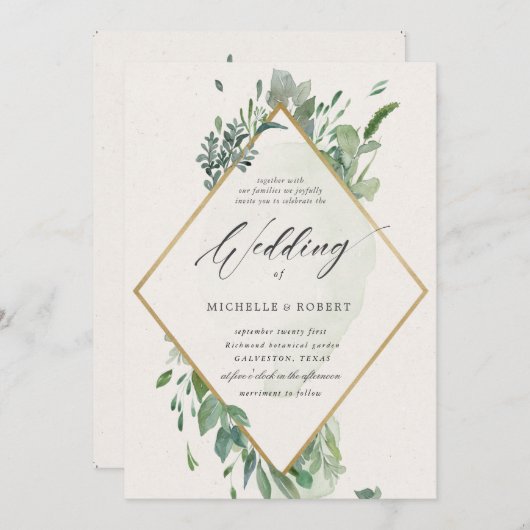 faire-part de mariage or élégant (Devant / Derrière)