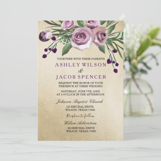 Faire-part de mariage Or Elegant (Debout devant)