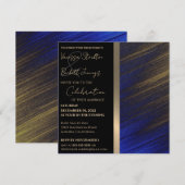 Faire-part de mariage or et bleu (Devant / Derrière)