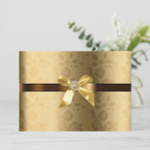 Faire-part de mariage or et chocolat marron (Debout devant)