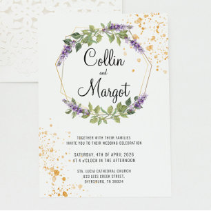 Faire-part de mariage Or et Lavande