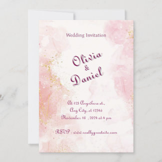 Faire-part de mariage or et Marbre blanc rose