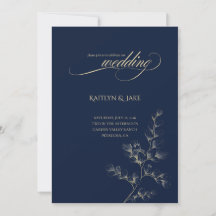 Faire-part de mariage or et marine