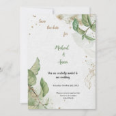 FAIRE-PART DE MARIAGE OR ET VERT (Devant)
