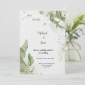 FAIRE-PART DE MARIAGE OR ET VERT (Debout devant)