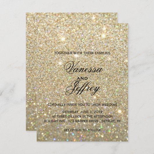 Faire-part de mariage - or Glit deux ouvriers (Devant / Derrière)