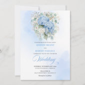 Faire-part de mariage or hydrangea bleu sophistiqu (Devant)