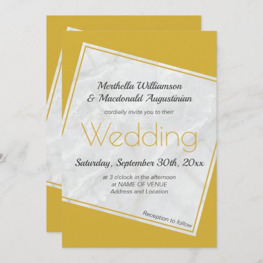 Faire-part de mariage Or moderne (Devant / Derrière)