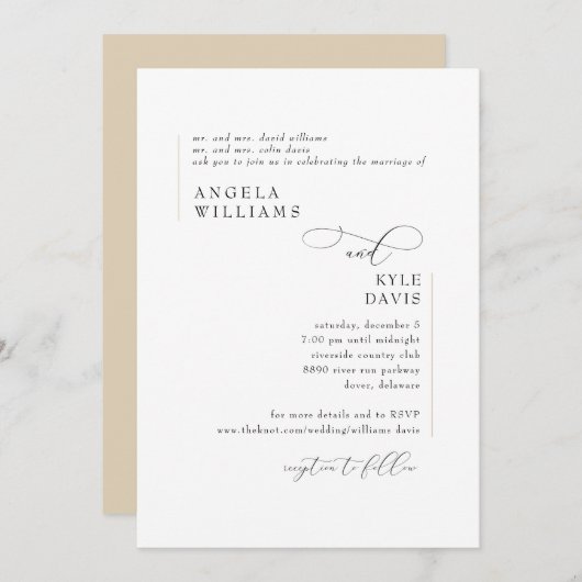 Faire-part de mariage Or moderne (Devant / Derrière)