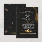 Faire-part de mariage Or Noir (Devant / Derrière)
