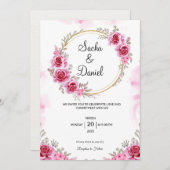 Faire-part de mariage or rose (Devant / Derrière)