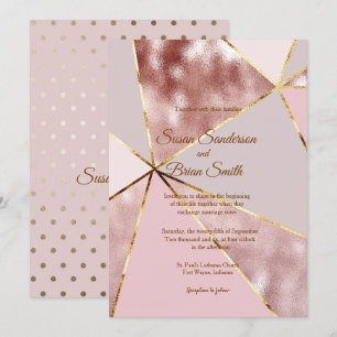 Faire-part de mariage or rose