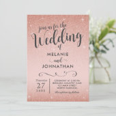 Faire-part de mariage or rose, rose (Debout devant)