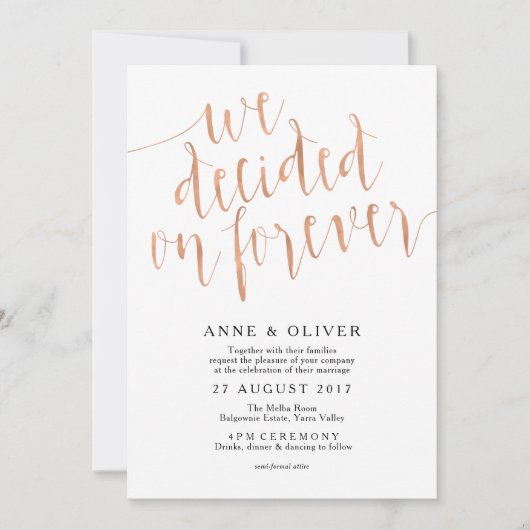 Faire-part de mariage or rose Rustique (Devant)