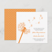 Faire-part de mariage orange de pissenlit (Devant / Derrière)
