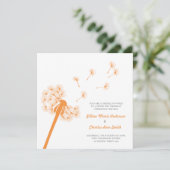 Faire-part de mariage orange de pissenlit (Debout devant)