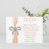 Faire-part de mariage orange Diamond Bow (Debout devant)