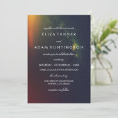 Faire-part de mariage orange et bleu-foncé de (Debout devant)