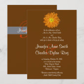 Faire-part de mariage orange et Brown Gerber Daisy (Devant / Derrière)