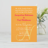 Faire-part de mariage Orange Framboise à monogramm (Debout devant)