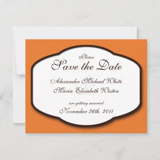 Faire-part de mariage orange marron et blanc (Devant)