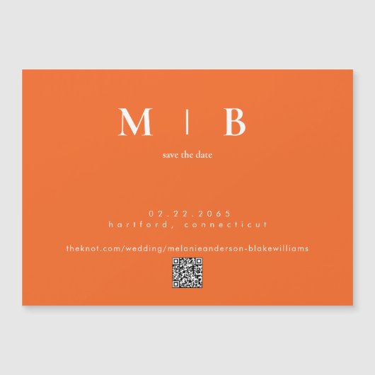 Faire-part de mariage orange moderne (Devant)