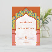 Faire-part de mariage orange moderne (Debout devant)