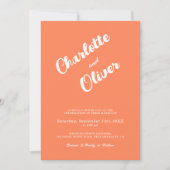 Faire-part de mariage orange moderne corail Union (Devant)