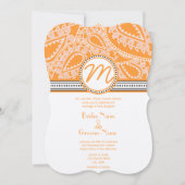 Faire-part de mariage orange Paisley avec points (Devant)