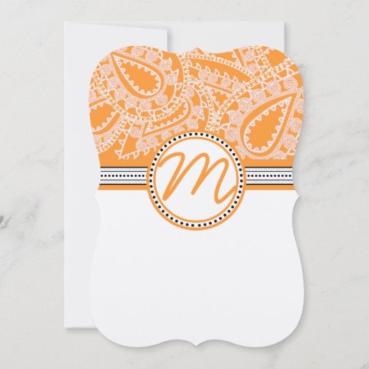 Faire-part de mariage orange Paisley avec points (Dos)